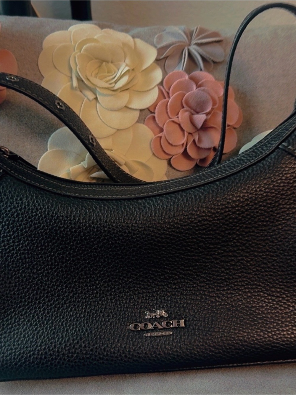 Coach Black Pebbled Leather Shoulder Bag